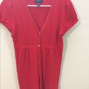 Banana Republic red long button down dress